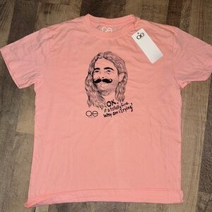 New With Tag! Queer Eye Jonathan Van Ness "Why Am I Crying" Pink Tee Size M